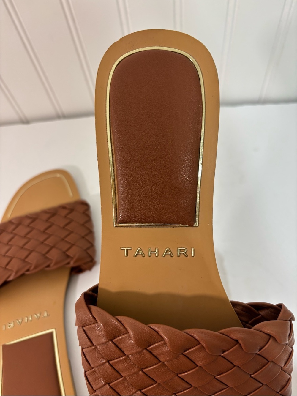 Tahari Melissa Braided Slide Sandals Camel Brown Size 9.5 - Picture 2 of 3